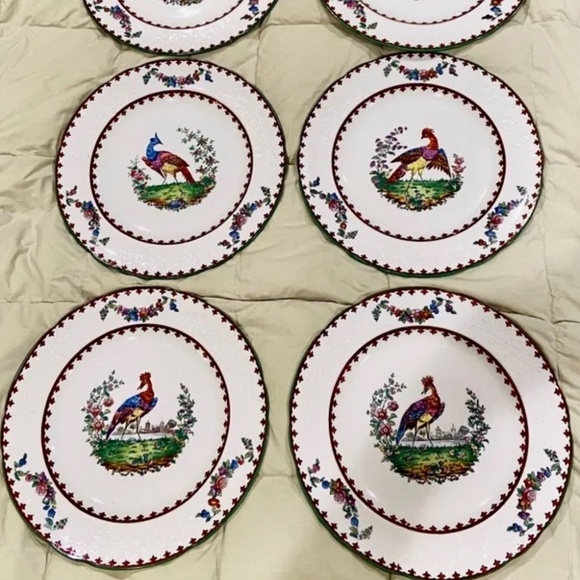 JA6-SIX PIECE SET RARE 1921 Antique Copeland Spode Vienna Bird Dinner Plates - Picture 1 of 11